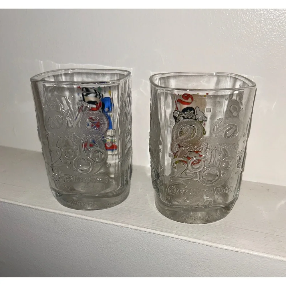 Disney McDonald's 2000 Celebration Glasses Set of 2 Mickey Mouse Studios Animal